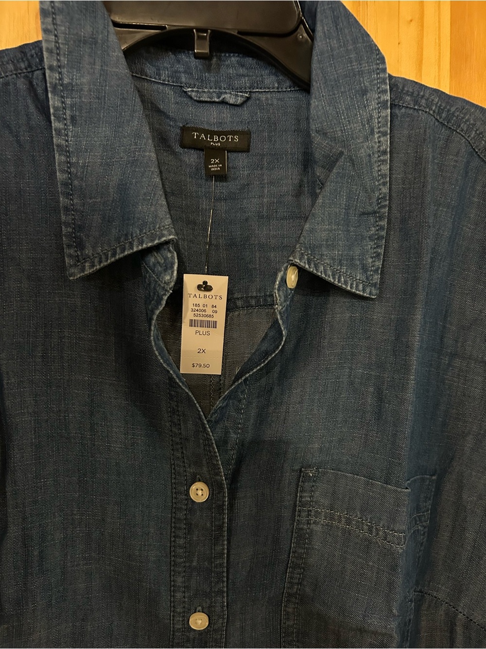 Talbots Light Blue denim look Button-Down Shirt - Picture 4 of 4
